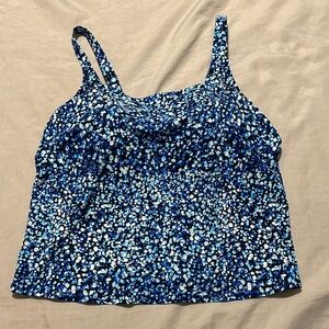 NWT Lands’ End Square Neck Mosaic Dot Tankini Sz 1X